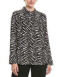Halston - Printed V-Neck Tie-Front Blouse - Lyst