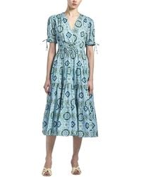 10 Crosby Derek Lam - Thalia Puff Sleeve V-Neck Dress - Lyst