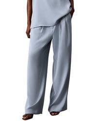 Calvin Klein - High Rise Double Pleat Wide Leg Pant - Lyst