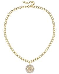Rachel Glauber - 14k Plated Cz Sunshine Flower Necklace - Lyst