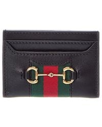 Gucci - Horsebit Web Leather Card Case - Lyst