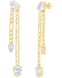 MaxColor - 14k Plated Cz Drop Earrings - Lyst