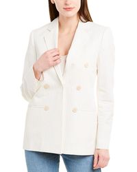 Rebecca Taylor Pinstripe Linen-blend Blazer - White
