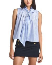 10 Crosby Derek Lam - Aviana Lurex Stripe Voile Tie Neck Sleeveless Top - Lyst