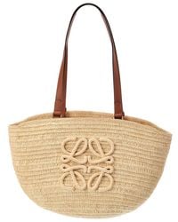 Loewe - Dnu Inv Logo Raffia & Leather Tote - Lyst
