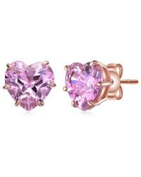 Rachel Glauber - 18K Rose Plated Cz Stud Earrings - Lyst