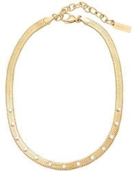 st. Moran - 18K Plated Freshwater Pearl & 2Mm Pearl Herringbone Chain Necklace - Lyst