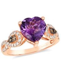 Le Vian - Amethyst Heart 14K Rose 2.78 Ct. Tw. Diamond & Dark Amethyst Ring - Lyst