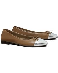 Tory Burch - Cap-Toe Leather Ballet Flat - Lyst
