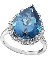 Effy Fine Jewelry - 14K 9.43 Ct. Tw. Diamond & London Topaz Ring - Lyst