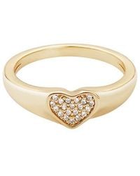 Adornia - 14K Plated Cz Pave Heart Signet Pinky Ring - Lyst