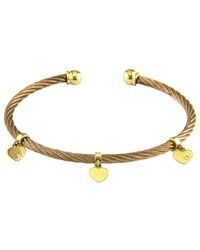 Diamond Select Cuts - Heart 14K & Stainless Steel 0.02 Ct. Tw. Diamond Bangle Bracelet - Lyst
