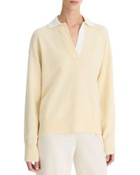 Vince - Contrast Collar Cashmere-Blend Polo - Lyst