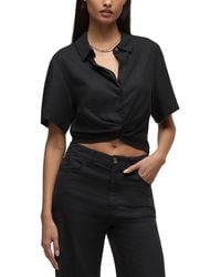 Hudson Jeans - Knotted Button Down Linen-Blend Shirt - Lyst