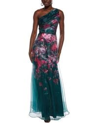Rene Ruiz - One-Shoulder Sheer Overlay Floral Gown - Lyst
