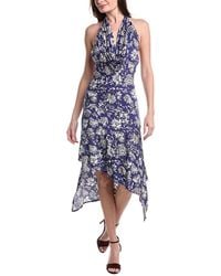 Alice + Olivia - Dani Draped Cowl Asymmetrical Midi Dress - Lyst