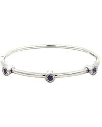 Gemstones - Stackable & Stainless Steel 0.35 Ct. Tw. Diamond & Amethyst Bangle Bracelet - Lyst