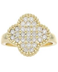 Rivka Friedman - 18K Plated Cz Clover Ring - Lyst