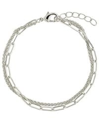 Sterling Forever - Emery Layered Paperclip & Curb Chain Bracelet - Lyst