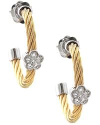 Diamond Select Cuts - Clover & Stainless Steel 0.04 Ct. Tw. Diamond Earrings - Lyst