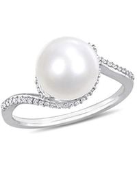 Rina Limor - 10k 0.15 Ct. Tw. Diamond 9-9.5mm Pearl Twist Crossover Ring - Lyst