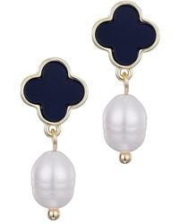 Adornia - 14K Plated 6-8Mm Clover Drop Earrings - Lyst