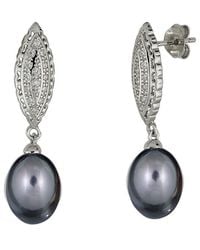 Belpearl - 9-10Mm Pearl Cz Dangle Earrings - Lyst