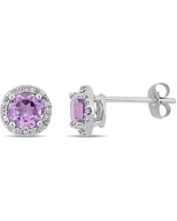 Rina Limor - 10k 0.87 Ct. Tw. Diamond & Amethyst Halo Earrings - Lyst