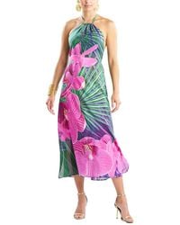 Natori - Orchid Silk-Blend Voile Halter Dress - Lyst