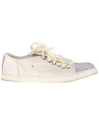 Lanvin - Leather Snakeskin-effect Cap Toe Sneaker (authentic Pre-loved) - Lyst