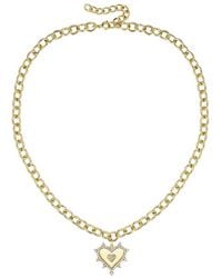 Rachel Glauber - 14k Plated Cz Sunshine Heart Necklace - Lyst