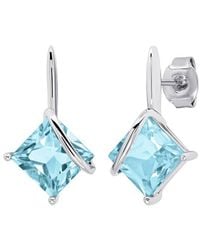 MaxColor - Silver 3.80 Ct. Tw. Blue Topaz Drop Earrings - Lyst