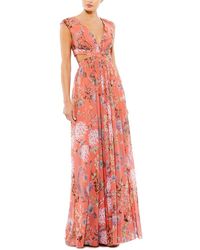 Mac Duggal - Cut Out Cap Sleeve V Neck Gown - Lyst