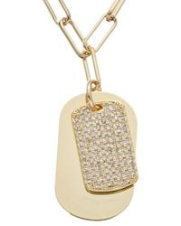 Juvell - 18K Plated Cz Dog Tag Link Necklace - Lyst