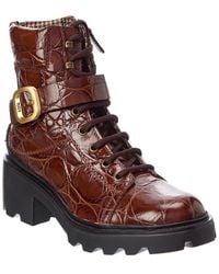 Tod's - Croc-Embossed Leather Boot - Lyst