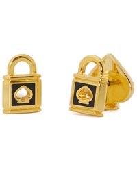 Kate Spade - Lock And Spade Cz Studs - Lyst