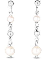 Italian Silver - Piazza Di Spagna Freshwater Pearl Paperclip Drop Earrings - Lyst