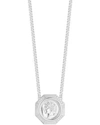Chloe and Madison - Silver Cz Bold Coin Necklace - Lyst
