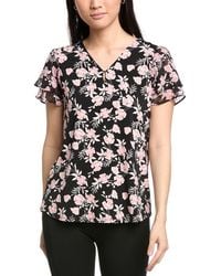 Jones New York - Mix Media Floral Top - Lyst