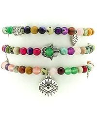 Eye Candy LA - Eye Candy Los Angeles Luxe Collection Hamsa Evil Eye Set Of 3 Bracelets - Lyst