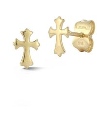 Ember Fine Jewelry 14k Dagger Cross Studs - Metallic