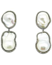 Arthur Marder Fine Jewelry - Silver 2.50 Ct. Tw. Diamond & 10-20mm Pearl Earrings - Lyst