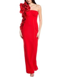 Carolina Herrera - Dramatic Rosette Silk-trim Column Gown - Lyst