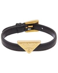 Prada - Logo Saffiano Leather Bracelet - Lyst