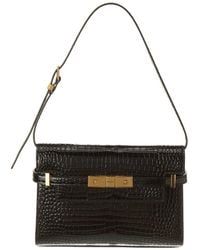 Saint Laurent - Manhattan Small Croc-embossed Leather Shoulder Bag - Lyst