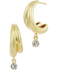 Savvy Cie - Plated Cz Hoop Earrings - Lyst