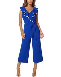 Bebe - Scuba Crepe Ruffle V-Neck Jumpsuit - Lyst