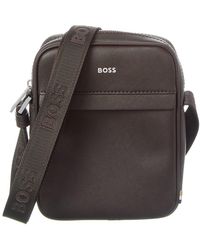 BOSS - Zair Ns Zip Leather Reporter Bag - Lyst