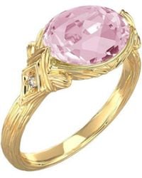 Reiss - 14k 2.50 Ct. Tw. Diamond & Rose Quartz Cocktail Ring - Lyst