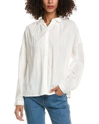 Max Studio - Shirred Yoke Linen-Blend Shirt - Lyst